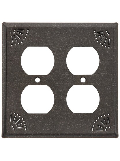 Pierced Country Tin Double Duplex Cover in Country Tin.